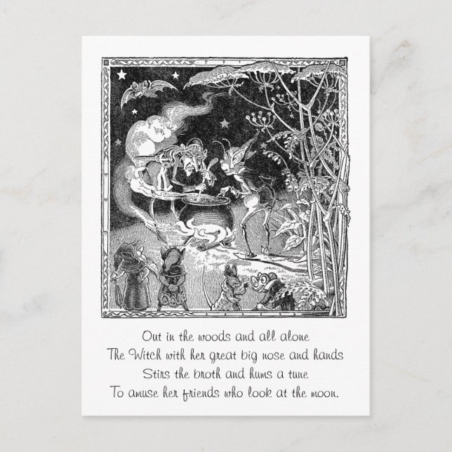 Eine Hexe bricht für Waldfreunde Postkarte (Vorderseite)