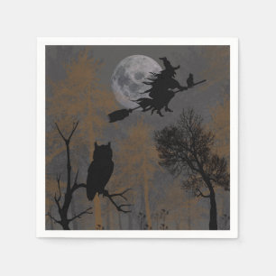 Eine Hexe und eine Katze Serviette