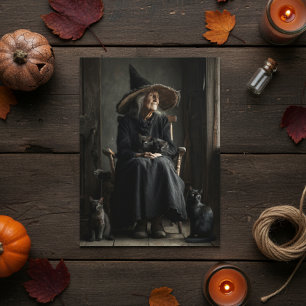 Eine Hexe und ihre Katzen Postkarte