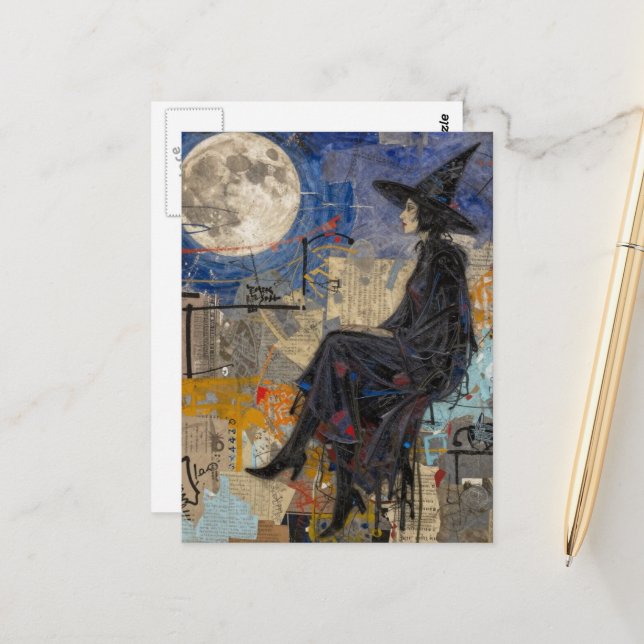Eine Hexen-Collage Postkarte (Vorderseite/Rückseite Beispiel)