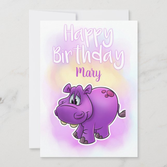 Eine Hippo Happy Birthday Card Karte (Vorderseite)