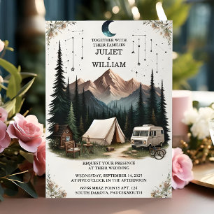Eine Hochzeit des Campings "Cabin Forest Sky Tree  Einladung