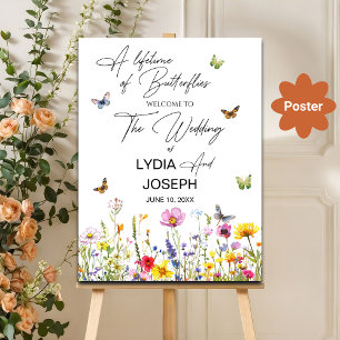 Eine Hochzeit von Schmetterlingen-Wildblumen Poster