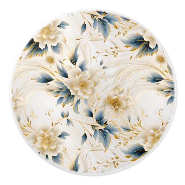 Eine Hochzeitsblumenserie Design 1 Keramikknauf (Vorderseite)