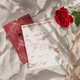 Eine Hochzeitseinladung in Liebesfarben Einladung