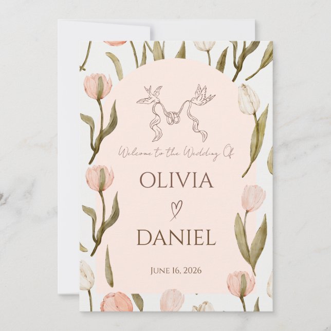 Eine Hochzeitseinladung mit einer träumerischen, r (Vorderseite)