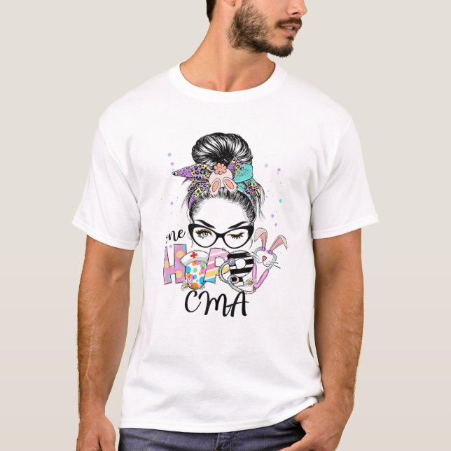 Eine Hoppy CMA Messy Bun Osterpassende Frauen T-Shirt (Vorderseite)