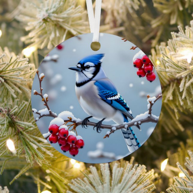 Eine Hübsch blaue Jay | Personalisierte Weihnachte Ornament Aus Metall (InSitu)