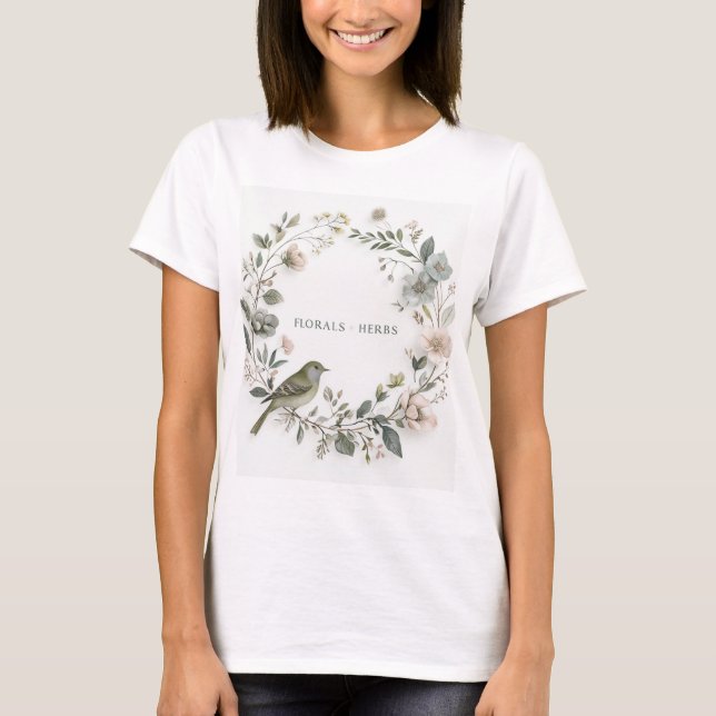 eine hübsche Blume und ein kleiner Vogel T-Shirt (Vorderseite)