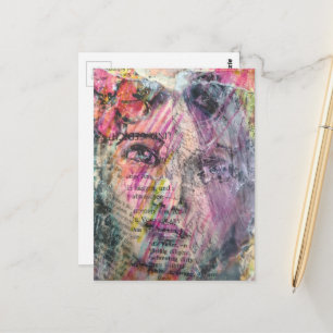 Eine hübsche Gesicht-Mischtechnik-Collage Postkarte