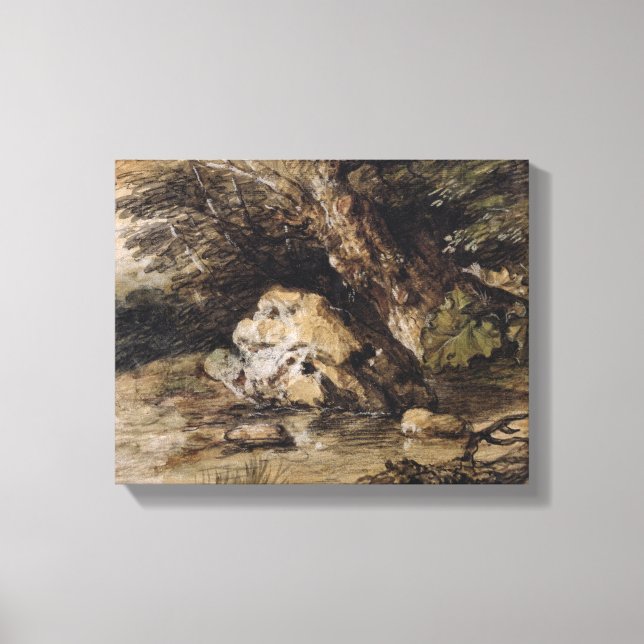 Eine hügelige Landschaft mit Figuren, die sich ein Leinwanddruck (Vorderseite)