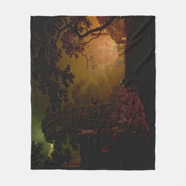 Eine Hütte in der Nacht, Joseph Wright von Derby Fleecedecke (Vorderseite)