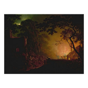 Eine Hütte in der Nacht, Joseph Wright von Derby Fotodruck