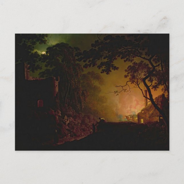 Eine Hütte in der Nacht, Joseph Wright von Derby Postkarte (Vorderseite)