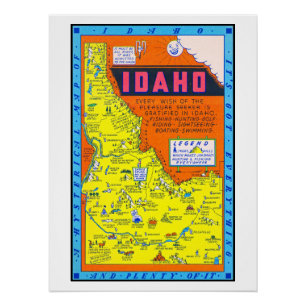 Eine hysterische Retro-Karte von Idaho 1949 Poster