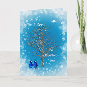 Eine i-Liebe mit Weihnachtspenguins Feiertagskarte