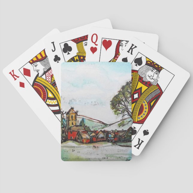 Eine idyllische britische Dorfskizze Spielkarten (Rückseite)