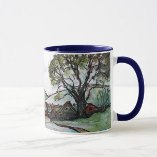 Eine idyllische britische Dorfskizze Tasse