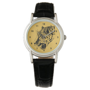 Eine Illustration aus schwarz und gelb gezogenen L Armbanduhr