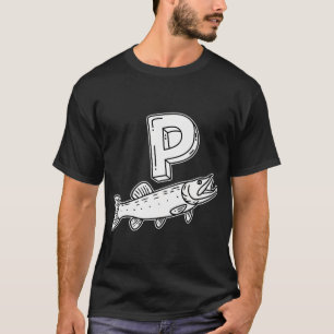 Eine Illustration des Buchstabens P steht für Pike T-Shirt