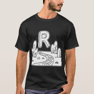 Eine Illustration des Buchstabens R steht für Flus T-Shirt