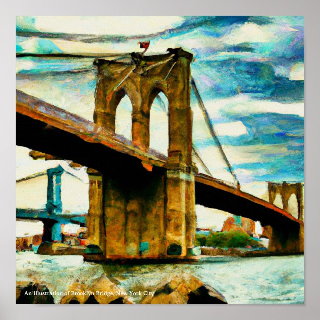 Eine Illustration von Brooklyn Bridge NYC Poster (Vorne)