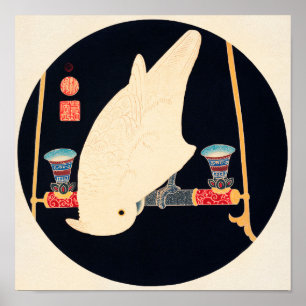 Eine Illustration von Ito Jakuchu über einen weiße Poster