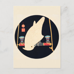 Eine Illustration von Ito Jakuchu über einen weiße Postkarte