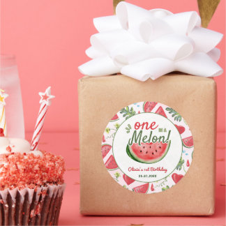 Eine im Melon 1. Geburtstag Party Runder Aufkleber