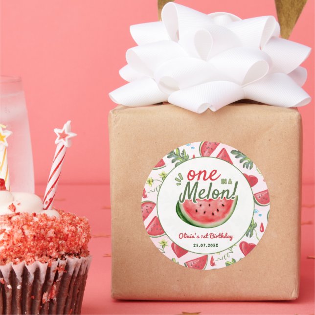 Eine im Melon 1. Geburtstag Party Runder Aufkleber (Party)