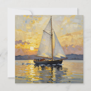 Eine Impasto-Illustration eines Segelboots bei Son