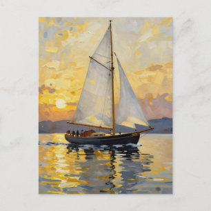 Eine Impasto-Illustration eines Segelboots bei Son Postkarte
