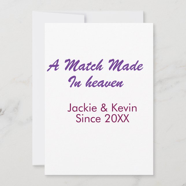 Eine in den Himmel geschriebene Ehe in lila mauve  Einladung (Vorderseite)