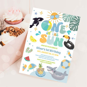 Eine in der Sonne Poolparty Sommer 1. Geburtstag Einladung