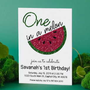 Eine in einem Melon First Birthday Party Wassermel Einladung