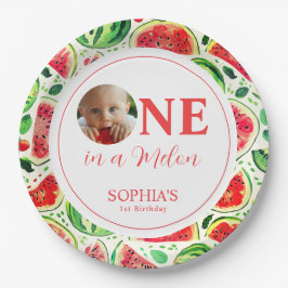 Eine in einem Melon-Foto zum ersten Geburtstag Pappteller