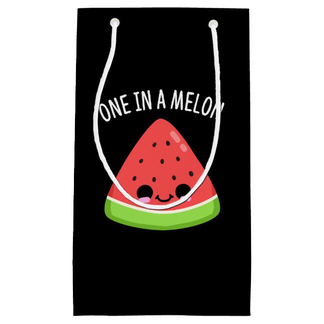Eine in einem Melon Funny Watermelon Pun Dark BG Kleine Geschenktüte (Vorderseite)