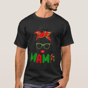 Eine in einem Melon Mama Messy Bun Watermelon Summ T-Shirt