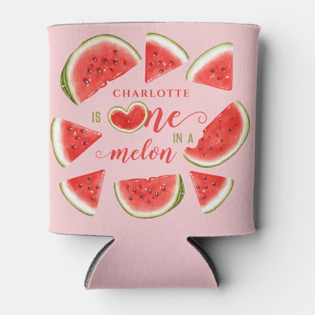 Eine in einem Melon Niedliche Wassermelone Rosa 1. Dosenkühler (Vorderseite)