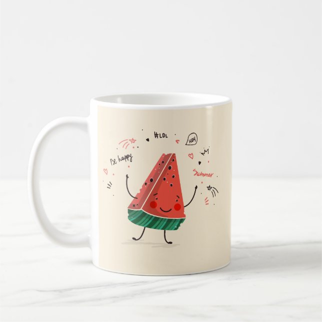 Eine in einem Melon - Niedliches Watermelon-Tasse- Kaffeetasse (Links)