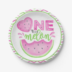 Eine in einem Melon Pink Watermelon 1. Geburtstag Pappteller