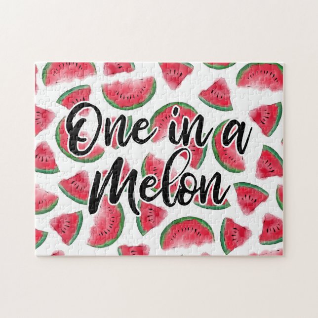 Eine in einem Melon Quote Wassermelon Wasserfarben Puzzle (Horizontal)