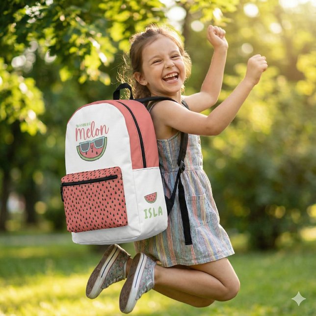Eine in einem Melon-Rucksack Bedruckter Rucksack (Empower someone special with this, "One in a melon" personalized backpack! )
