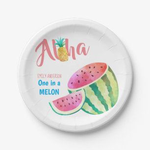 Eine in einem Melon Tropical Watermelon Wasserfarb Pappteller