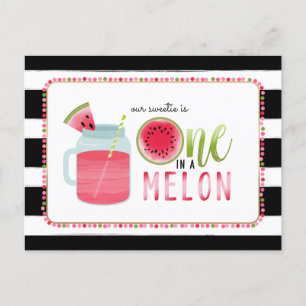 Eine in einem Melon Wassermelone Schwarz + Weiß Ge Einladungspostkarte
