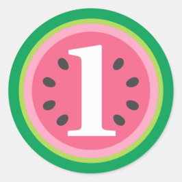Eine in einem Melon Watermelon 1. Geburtstag Gastg Runder Aufkleber