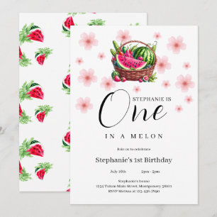 Eine in einem Melon Watermelon 1. Geburtstag Party Einladung