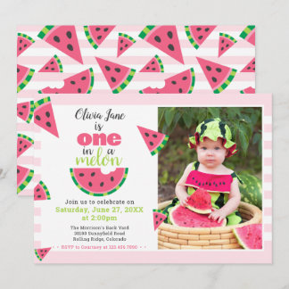 Eine in einem Melon Watermelon Baby 1. Geburtstag Einladung
