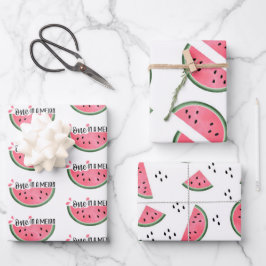 Eine in einem Melon Watermelon Muster Geburtstag Geschenkpapier Set