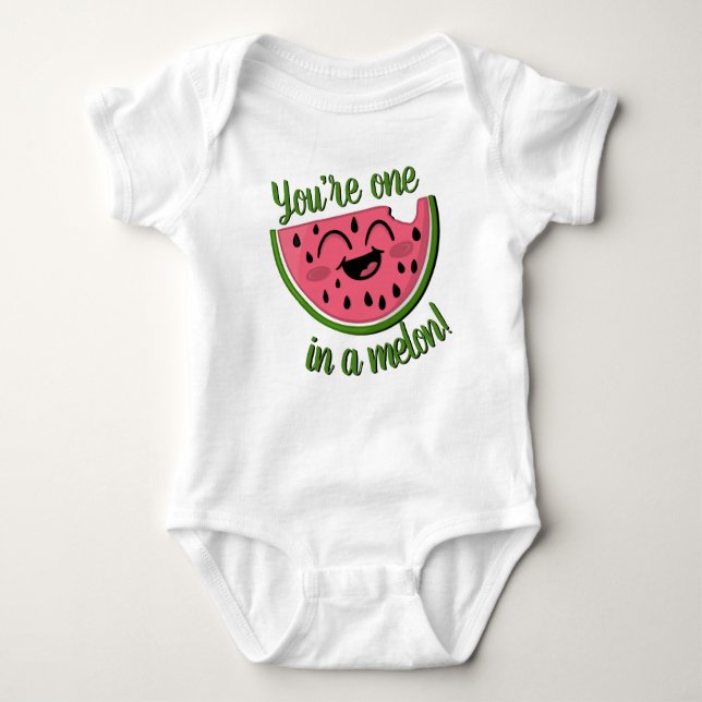 Eine in einem Melon Watermelon Niedlich Pink Green Baby Strampler (Vorderseite)